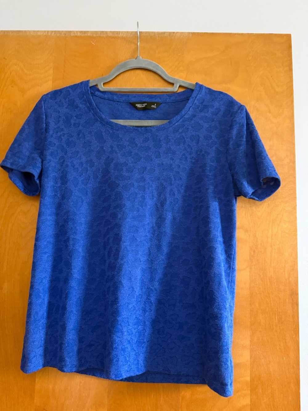 Simply Vera Wang Blue Textured Tee Size S Short Sleeve Soft Top